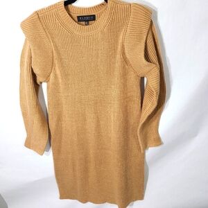Eloquii Women's Size‎ 14/16 Tan Sweater Dress Extended Long Sleeve Cinched Cuff